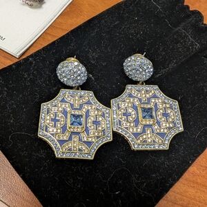 Saks Elegant Gold and Blue Earrings